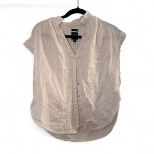 GAP crinkle gauze white blouse XS cotton lightweight cap sleeve top